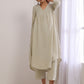 trueBrowns Light Grey Slub Gathered Kurta Pant Set | Swadesiicart