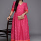 Ahalyaa Plus Size V-Neck Maxi Ethnic Dress | Swadesiicart