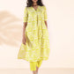 trueBrowns Lime Cotton Ikat Kurta Pant Set | Swadesiicart