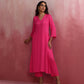 trueBrowns Pink Modal High Slit Kurta Set | Swadesiicart