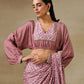 trueBrowns Dark Mauve Bandhani Printed Silk Elasticated Blouse | Swadesiicart
