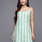 Ahalyaa Striped Floral Printed Shoulder Straps Crepe Tunic | Swadesiicart