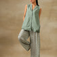trueBrowns Light Green Bandhani Printed Silk Sleevesless Jacket Pant Set | Swadesiicart