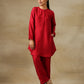 trueBrowns Maroon Textured Silk Front Placket Co-Ord Set - Swadesiicart