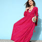 InWeave Women's Maroon Ethnic Print Wrapped Long Dress - Swadesiicart