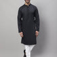 Even Apparels Black Pure Cotton Kurta With Band Collar | Swadesiicart