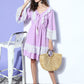 InWeave Women's Mauve Lacy Short Dress - Swadesiicart
