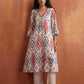 trueBrowns Off White Ikat Print Kurta Set | Swadesiicart