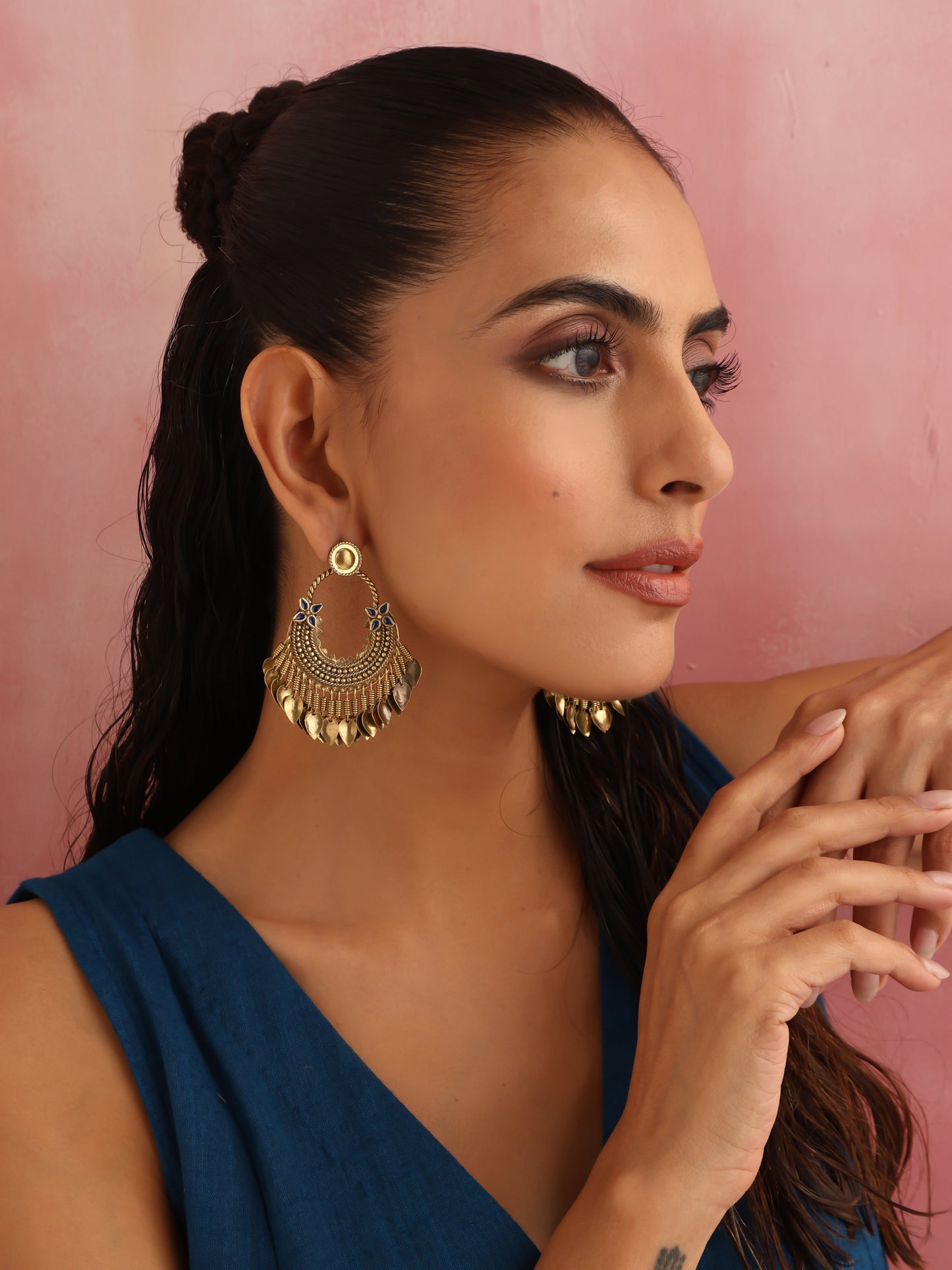trueBrowns Brass Contemporary Tassel Earrings | Swadesiicart