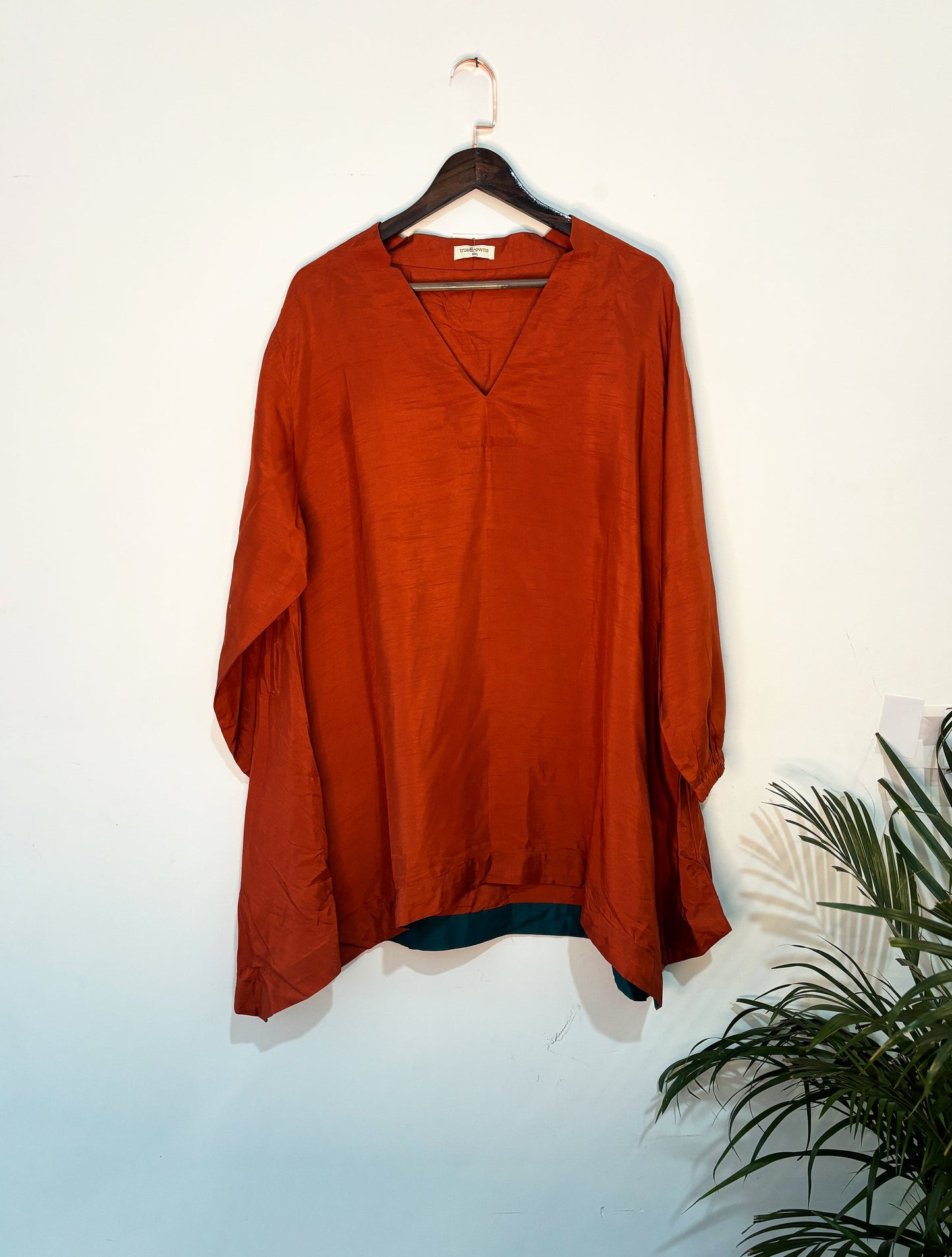 trueBrowns Orange Silk Straight Co Ord Set - Swadesiicart
