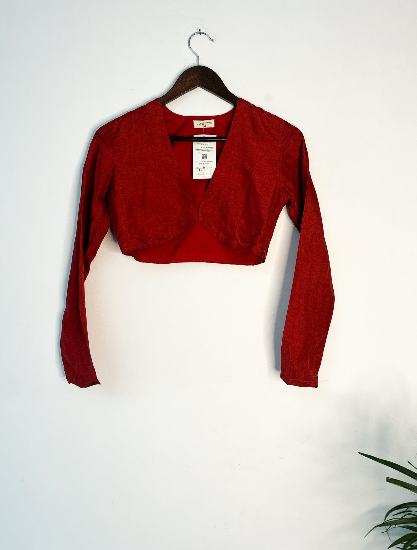 trueBrowns Rust Silk Blouse | Swadesiicart