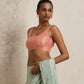 trueBrowns Peach Gold Metallic Blouse | Swadesiicart
