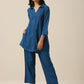 trueBrowns Classic Blue Slub Texture Collar Short Co-Ord Set - Swadesiicart