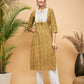 InWeave Women's Olive Ajrakh Print Cotton Patch Work Straight Kurta - Swadesiicart