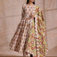 trueBrowns White With Red Yellow Buta Block Print Cotton Kurta Pant Dupatta Set | Swadesiicart