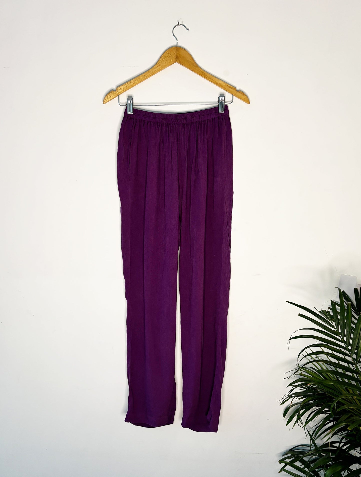 trueBrowns Purple Crinkle Pant | Swadesiicart