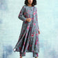 trueBrowns Grey Printed Velvet Overlay Jacket | Swadesiicart