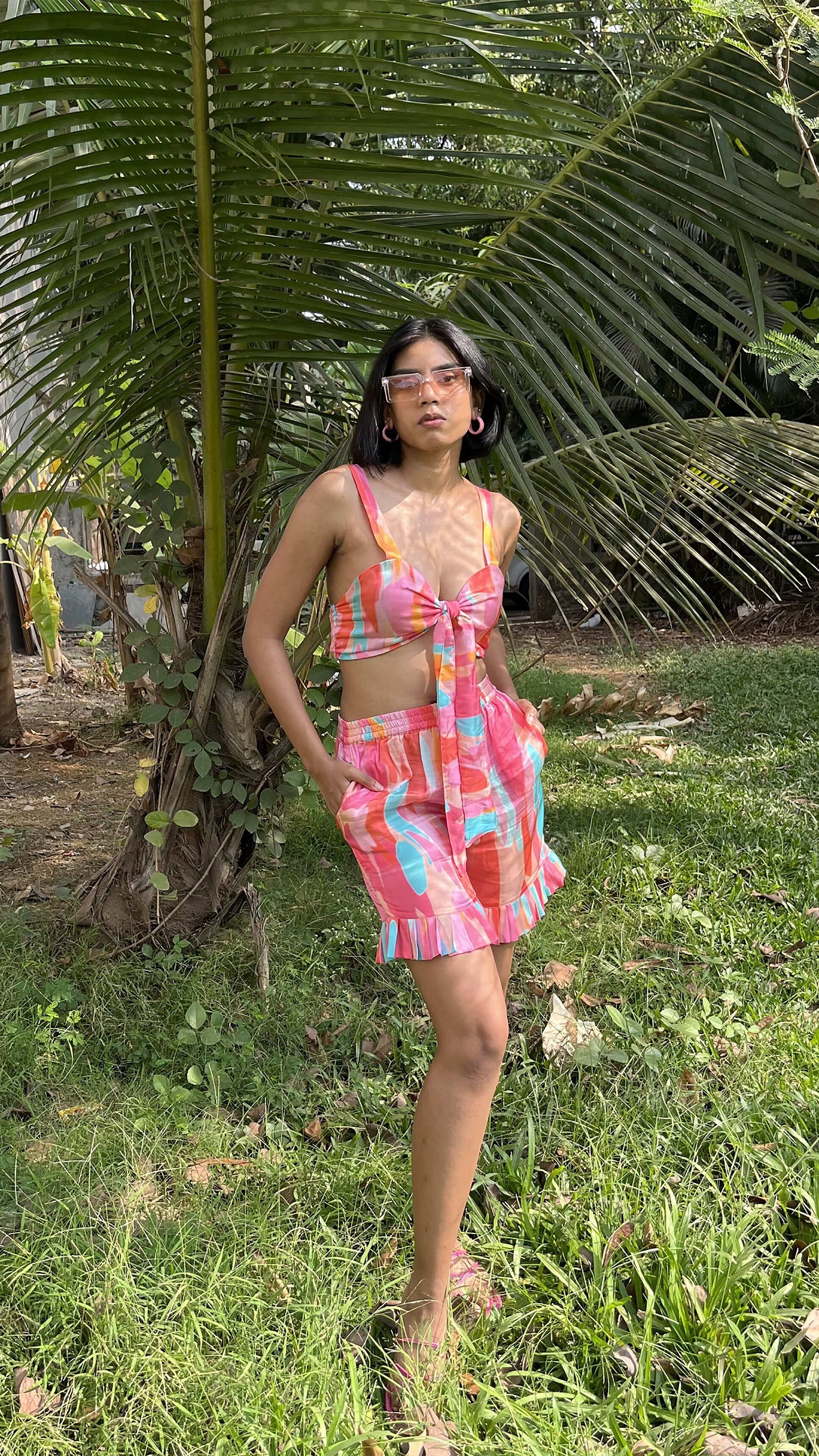 Noroke Modal satin Marble Print Co-Ord Set Women - Swadesiicart