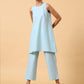 trueBrowns Cotton Linen Light Blue Sleeveless Co-Ord Set | Relove - Swadesiicart