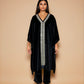 trueBrowns Black Velvet Embroidered Kaftan Kurta Set | Swadesiicart
