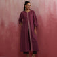 trueBrowns Mauve Cotton Dobby Front Slit Kurta Set | Swadesiicart