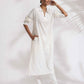 trueBrowns White Cotton A-line Kurta Set | Swadesiicart