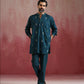 trueBrowns Men's Blue Ikat Print Mandarin Collar Kurta Co-ord set - Swadesiicart