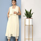 Ahalyaa Women White & Yellow Checked Crepe Kurta | Swadesiicart