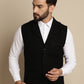 Even Apparels Men's Black Wool Waistcoat with Notched Lapel | Swadesiicart