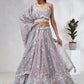 House of Panchhi Mauve Chiffon Sequins And Thread Embroidery Lehenga Choli & Dupatta | Swadesiicart