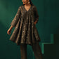 trueBrowns Grey Diamond Viscose Silk Yoke Gathered Co-ord Set - Swadesiicart