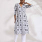 trueBrowns White Cotton Geometric Print Angrakha Kurta Set | Swadesiicart