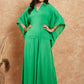 InWeave Women's Parrot Green Solid Collar Neck Boho Top Bottom Set - Swadesiicart