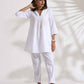 trueBrowns White Slub Co-ord Set - Swadesiicart