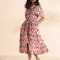 trueBrowns Carrot Cotton Ikat Dress | Swadesiicart
