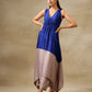 trueBrowns Blue and Grey Textured Silk Sleeveless Round Hemline Kurta Pant Set | Relove | Swadesiicart
