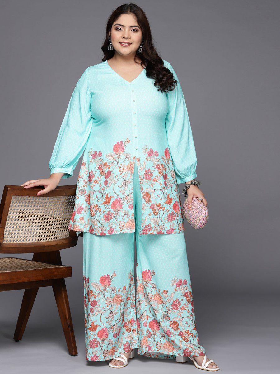Ahalyaa Women Plus Size Tunic with Palazzos | Swadesiicart