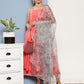 InWeave Women's Peach Cr Strappy Set With White Organza Dupatta - Swadesiicart