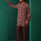 trueBrowns Men's Deep Purple Paan Muslin Silk Printed Co-ord Set - Swadesiicart