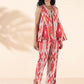 trueBrowns Maroon Cotton Ikat Flared Co-ord Set - Swadesiicart
