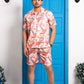 Noroke Sustainable fabric | Linen Satin Linen Geometric Co-ord Set Men - Swadesiicart