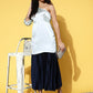 InWeave One Shoulder Satin Top In Silver Colour - Swadesiicart