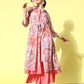 InWeave Women's Camelia Fusion Layer With Peach Sleeveless Kurta Set - Swadesiicart