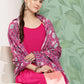 InWeave Women's Fuchsia Strappy Set W Magenta Camelia Cr Dupatta - Swadesiicart