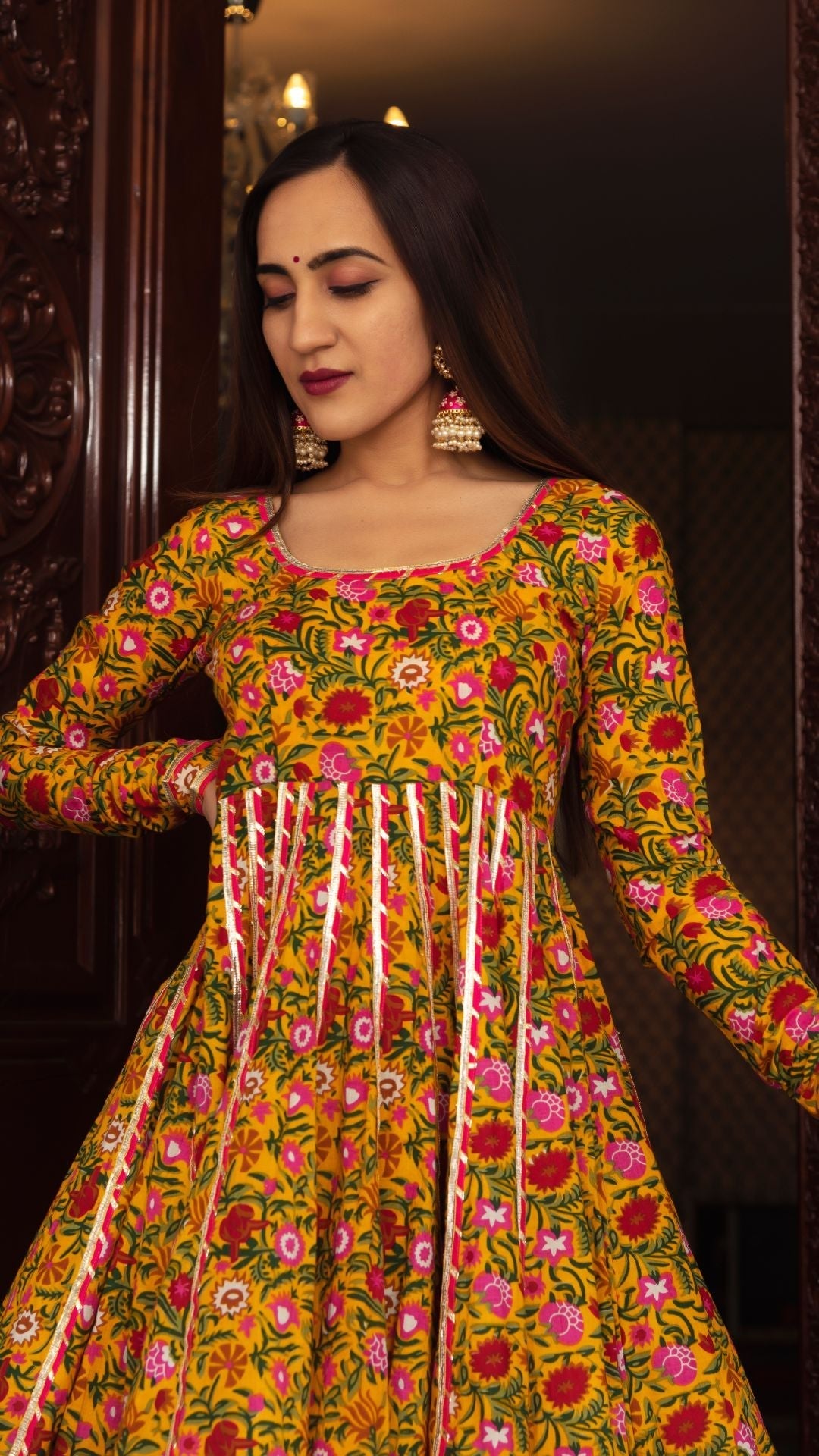 Pomcha Jaipur Mastani Cotton Anarkali Plazo Set | Swadesiicart