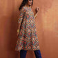 trueBrowns Blue Print A-line Kurta Set | Swadesiicart