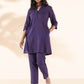 trueBrowns Purple Cotton Relaxed Co-ord Set - Swadesiicart