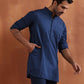 trueBrowns Men's Blue Cotton Short Kurta | Swadesiicart