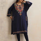 trueBrowns Blue Kashmiri Floral Embroidered Woollen Phiran Kurta | Swadesiicart