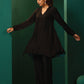trueBrowns Black Silk Collar Co-ord Set - Swadesiicart